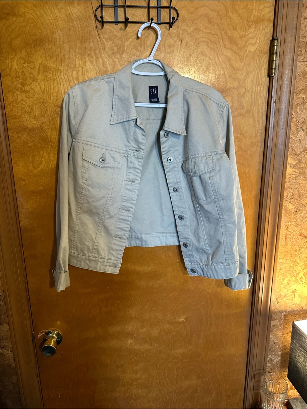 GAP Women's Beige Cropped Denim Jacket